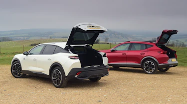 Cupra Formentor and Peugeot 408 - rear static (boots open)