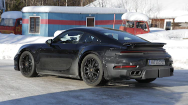 Porsche 911 Turbo S 992.2 facelift (camouflaged) - rear angle