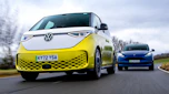 Tesla Model Y chasing Volkswagen ID.Buzz