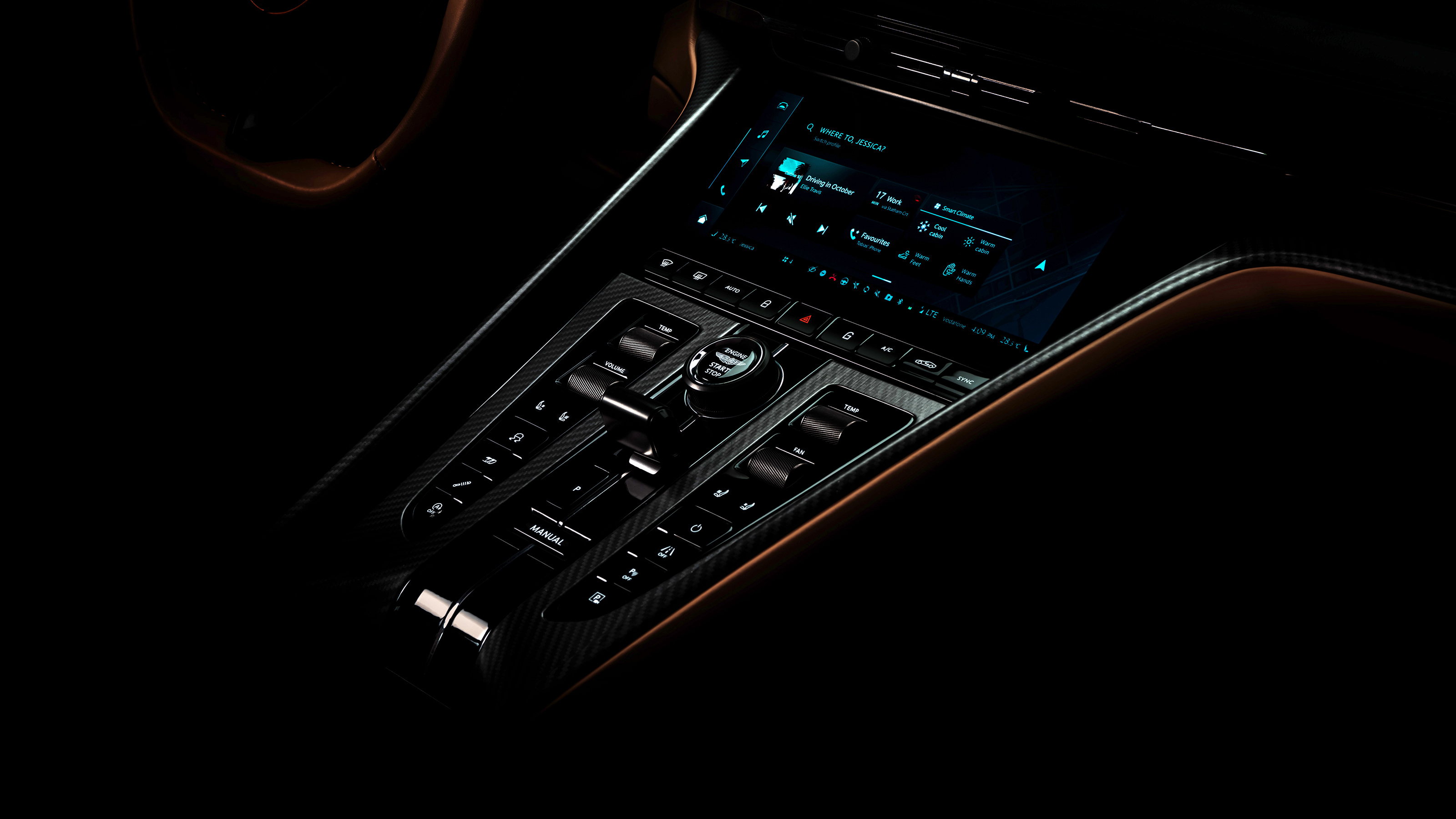 Aston Martin DB12 official teaser image - centre console