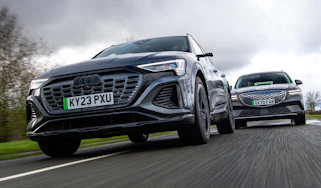 Audi Q8 e-tron and Genesis Electrified GV70 - front tracking