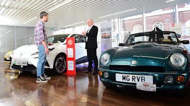 Auto Express deputy executive editor Matt Robinson interviewing MG Motor UK head of product and planning systems David Allison