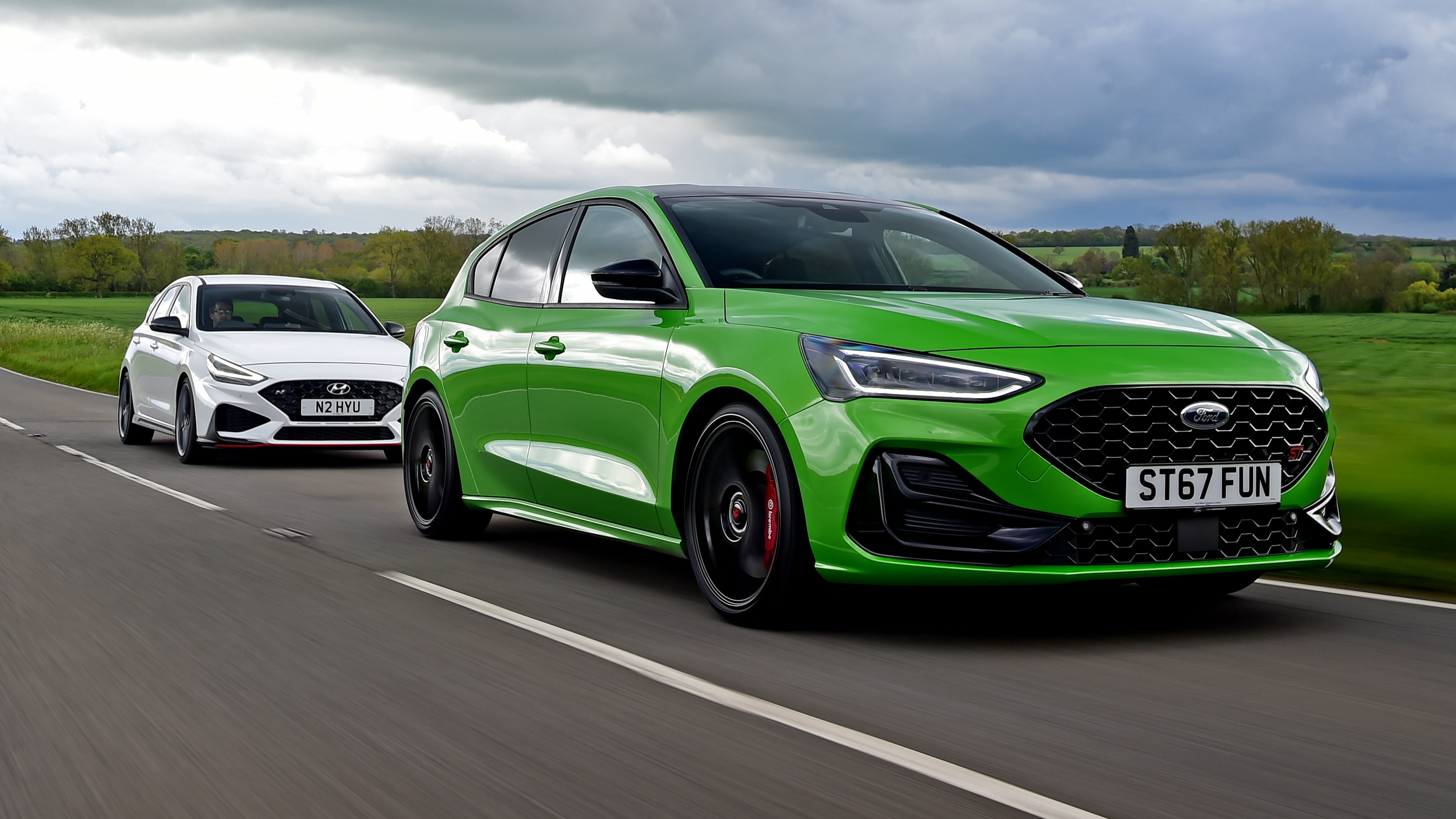 Hyundai I30 N chasing Ford Focus ST 