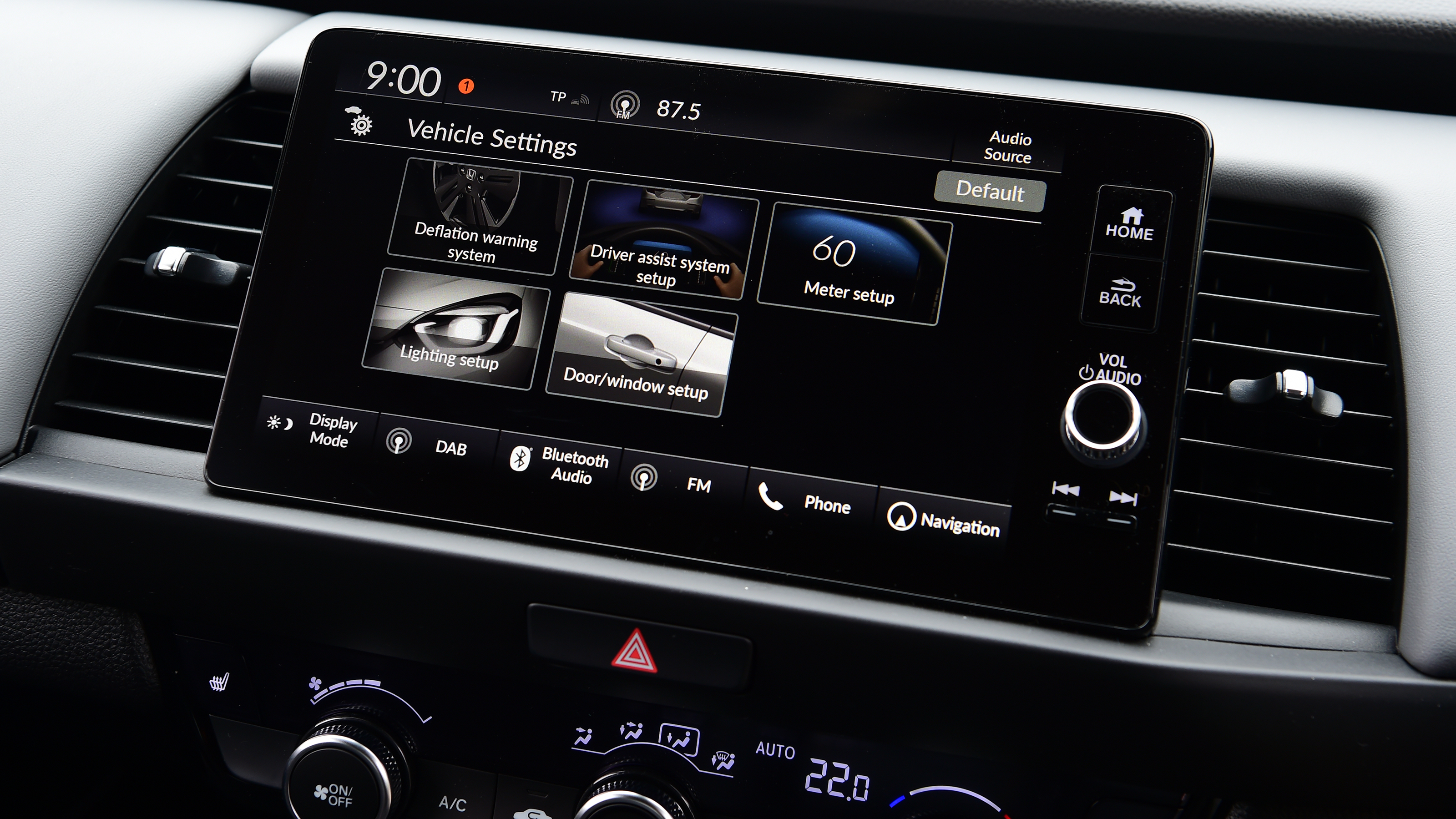 Honda Jazz - infotainment screen displaying homescreen menu