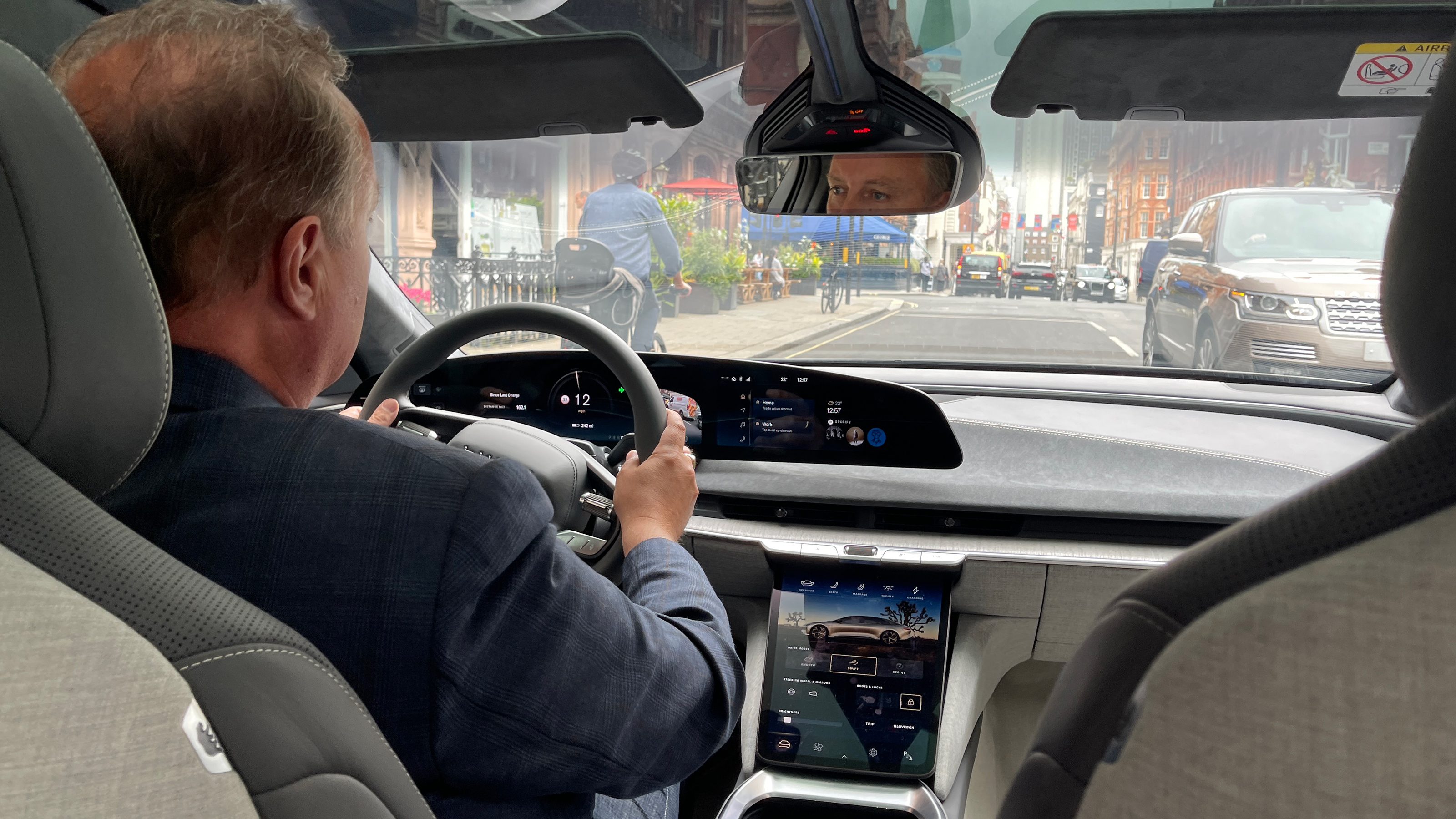 Auto Express editor-in-chief Steve Fowler driving the Lucid Air