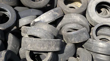 Pile of used tyres