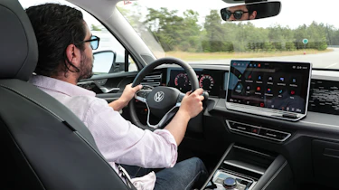 Jordan Katsianis driving the Volkswagen Tiguan prototype