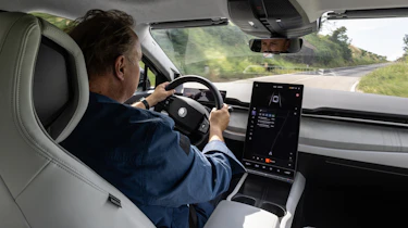 Auto Express editor-in-chief Steve Fowler driving the new Fisker Ocean in the Austria
