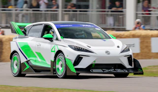 MG EX4 at 2023 Goodwood Festival of Speed - front action