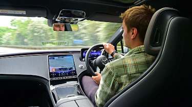 Auto Express staff writer Alastair Crooks driving the Mercedes EQE 300