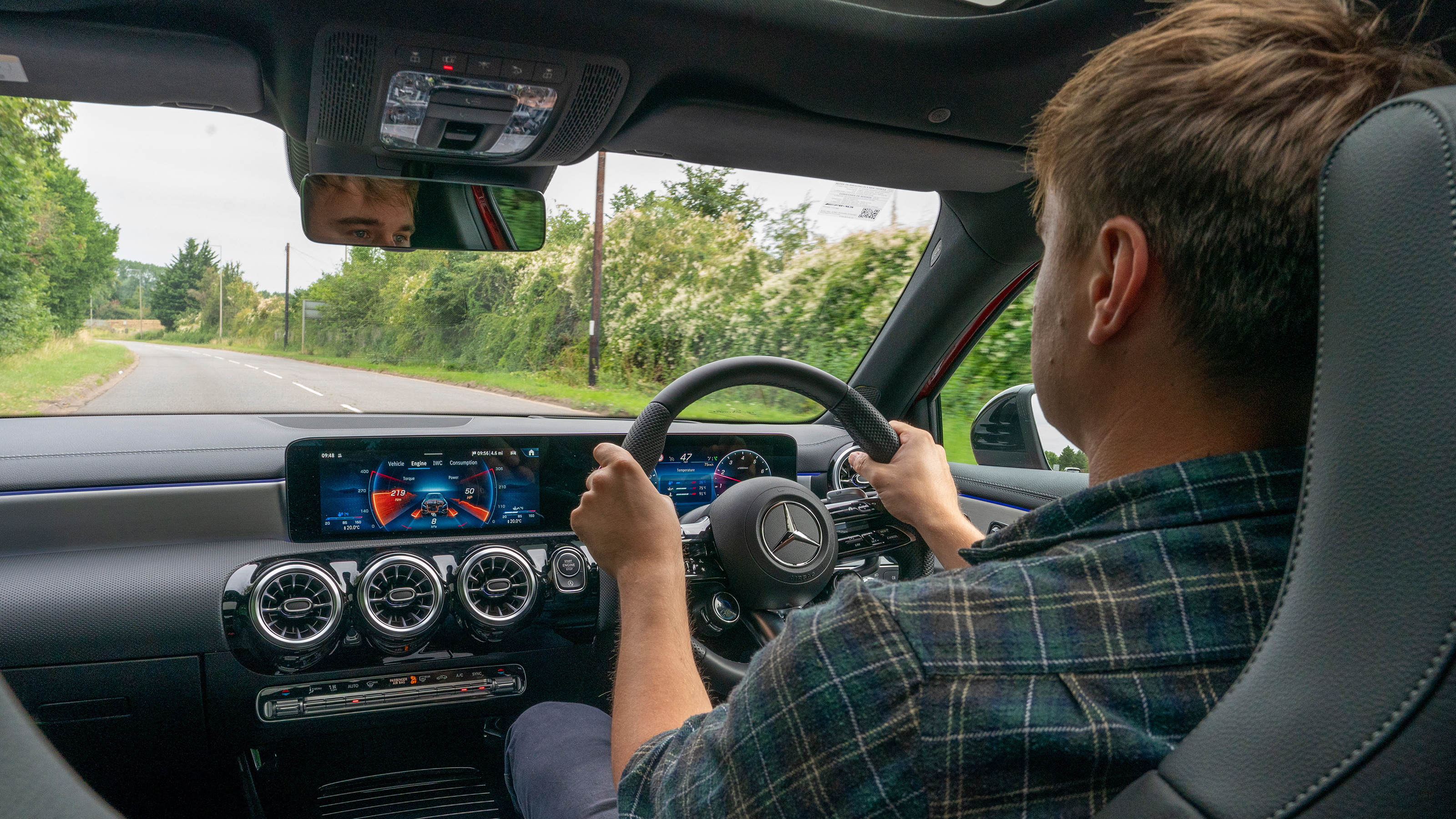 Auto Express staff writer Alastair Crooks driving the Mercedes-AMG A 35