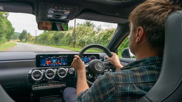 Auto Express staff writer Alastair Crooks driving the Mercedes-AMG A 35
