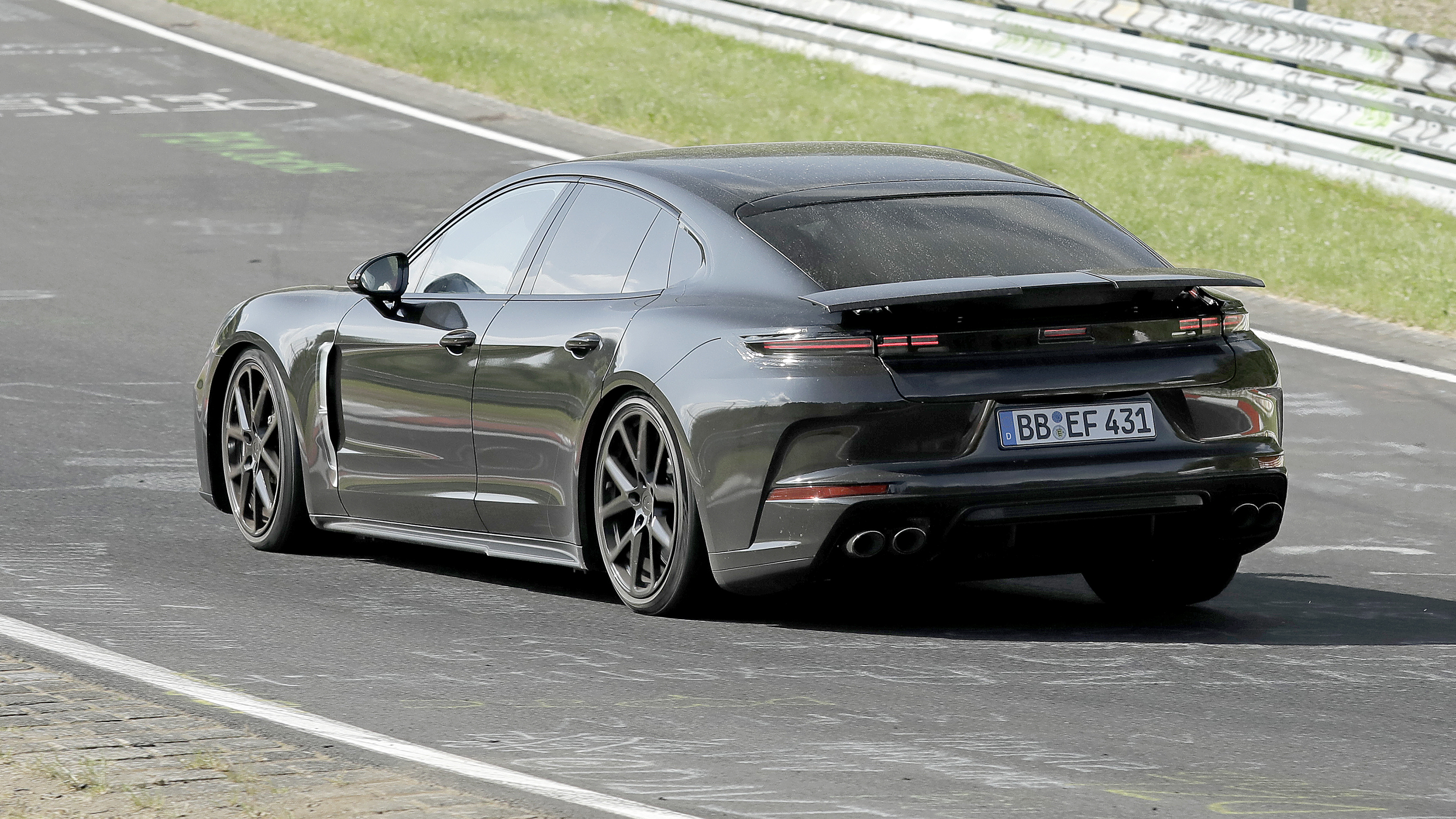 2024 Porsche Panamera at Nurburgring (camouflaged) - rear cornering