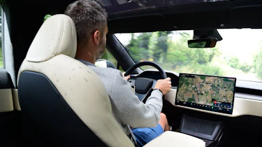 Richard Ingram driving the Tesla Model S Plaid