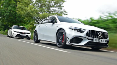 Mercedes-AMG A45 S and Honda Civic Type R - front action