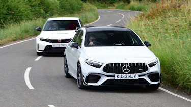 Mercedes-AMG A45 S and Honda Civic Type R - front cornering