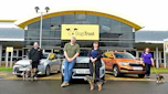 Auto Express current affairs and features editor Chris Rosamond with members of the Dogs Trust