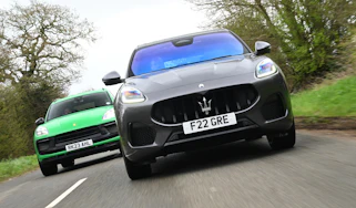 Maserati Grecale and Porsche Macan - front tracking