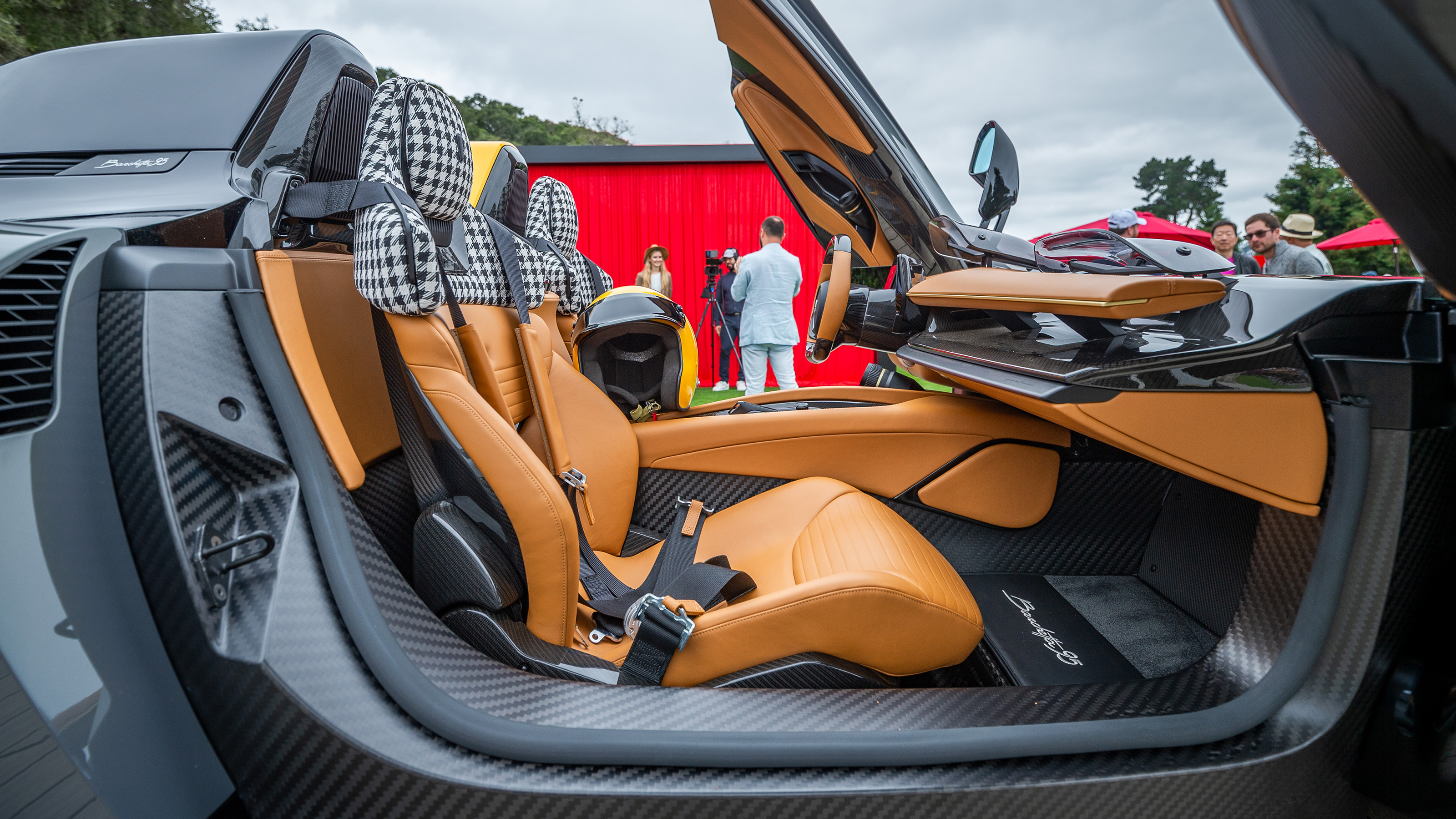 Pininfarina B95 on display at 2023 Monterey Car Week - interior (passenger door view)