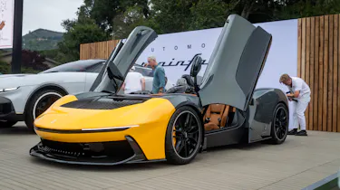 Pininfarina B95 on display at 2023 Monterey Car Week - front (doors open)