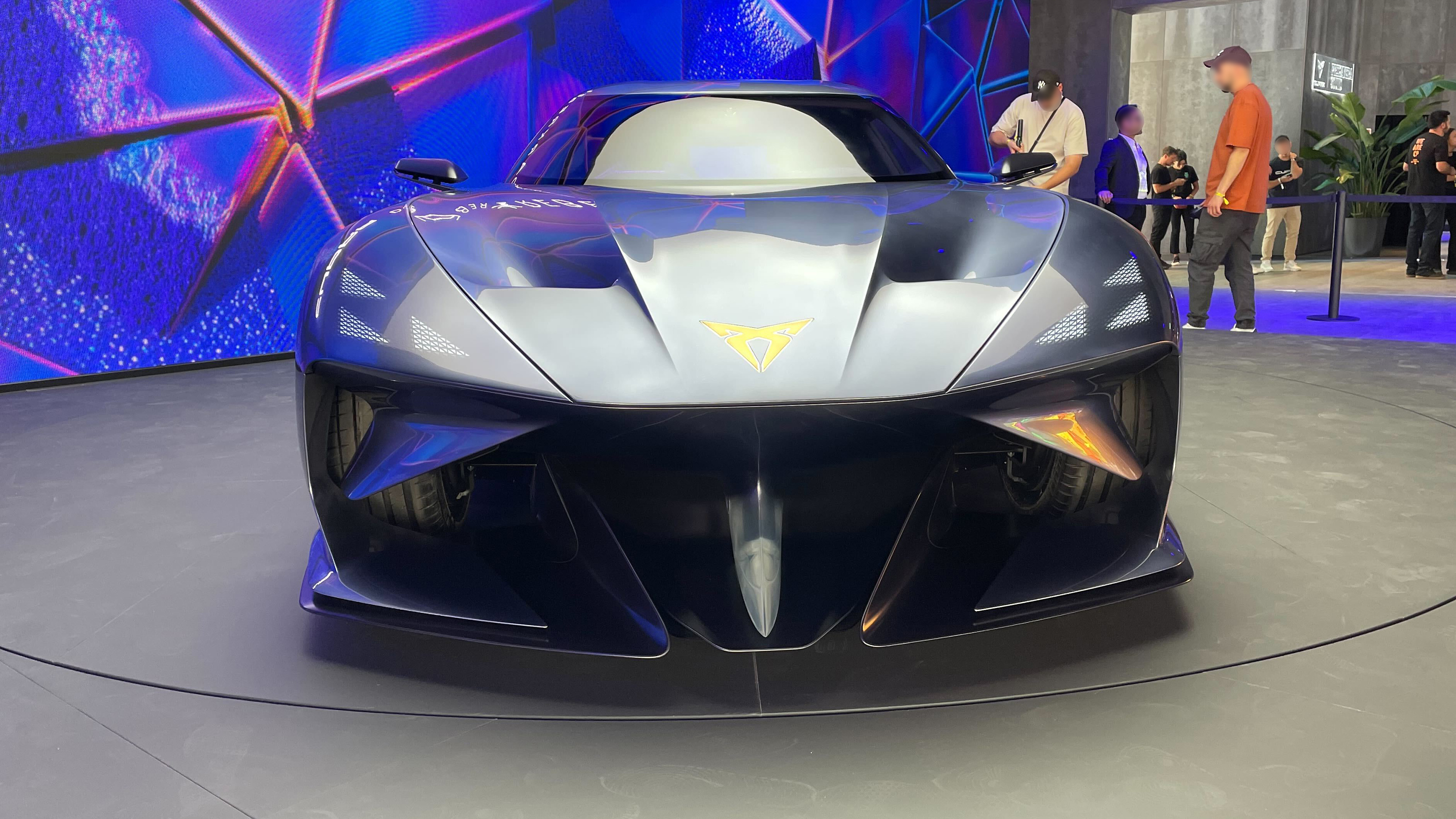 Cupra DarkRebel concept on show stand at 2023 Munich Motor Show - front end