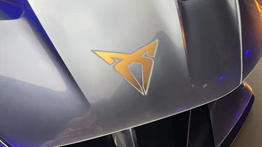 Cupra DarkRebel concept on show stand at 2023 Munich Motor Show - badge