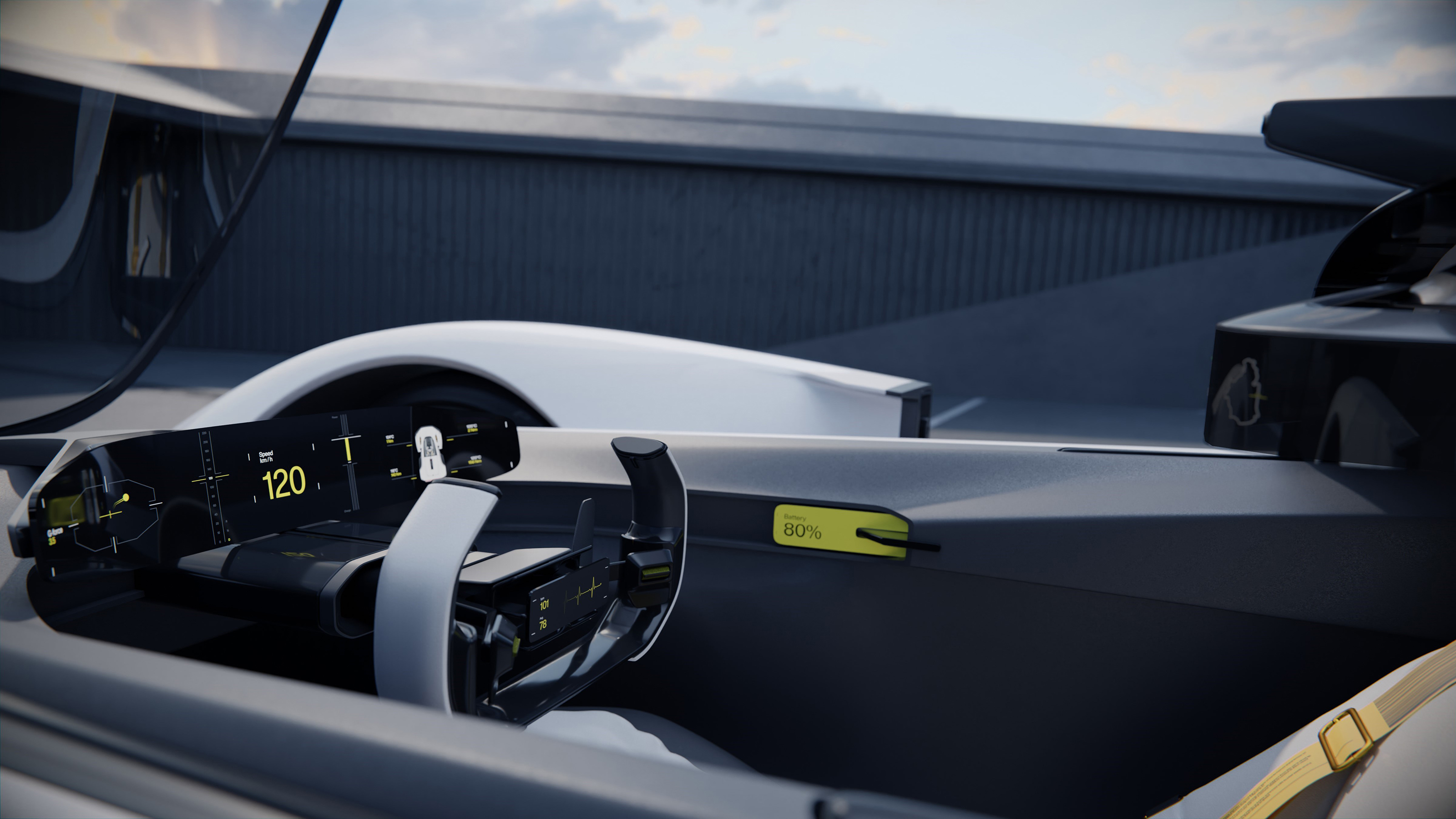 Polestar Synergy Design Concept - cockpit with canopy open