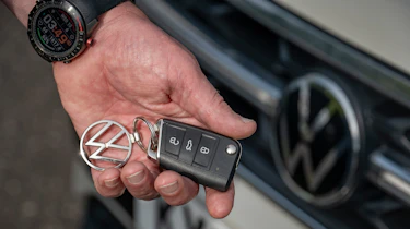 Auto Express products editor Kim Adams holding the key to our long-term Volkswagen T-Roc