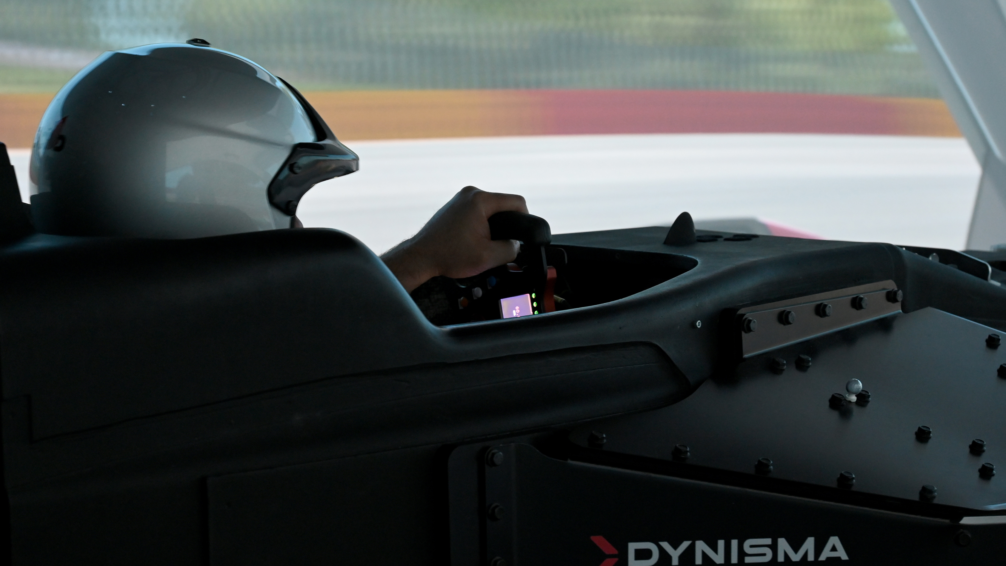 Steve Sutcliffe in the Dynisma driving simulator