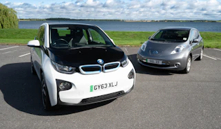 BMW i3 and Nissan Leaf - front static