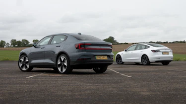 Polestar 2 and Tesla Model 3 – rear static