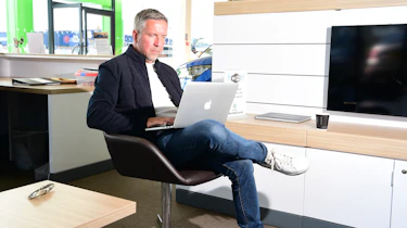 Auto Express staff photographer Pete Gibson browsing on an Apple Macbook