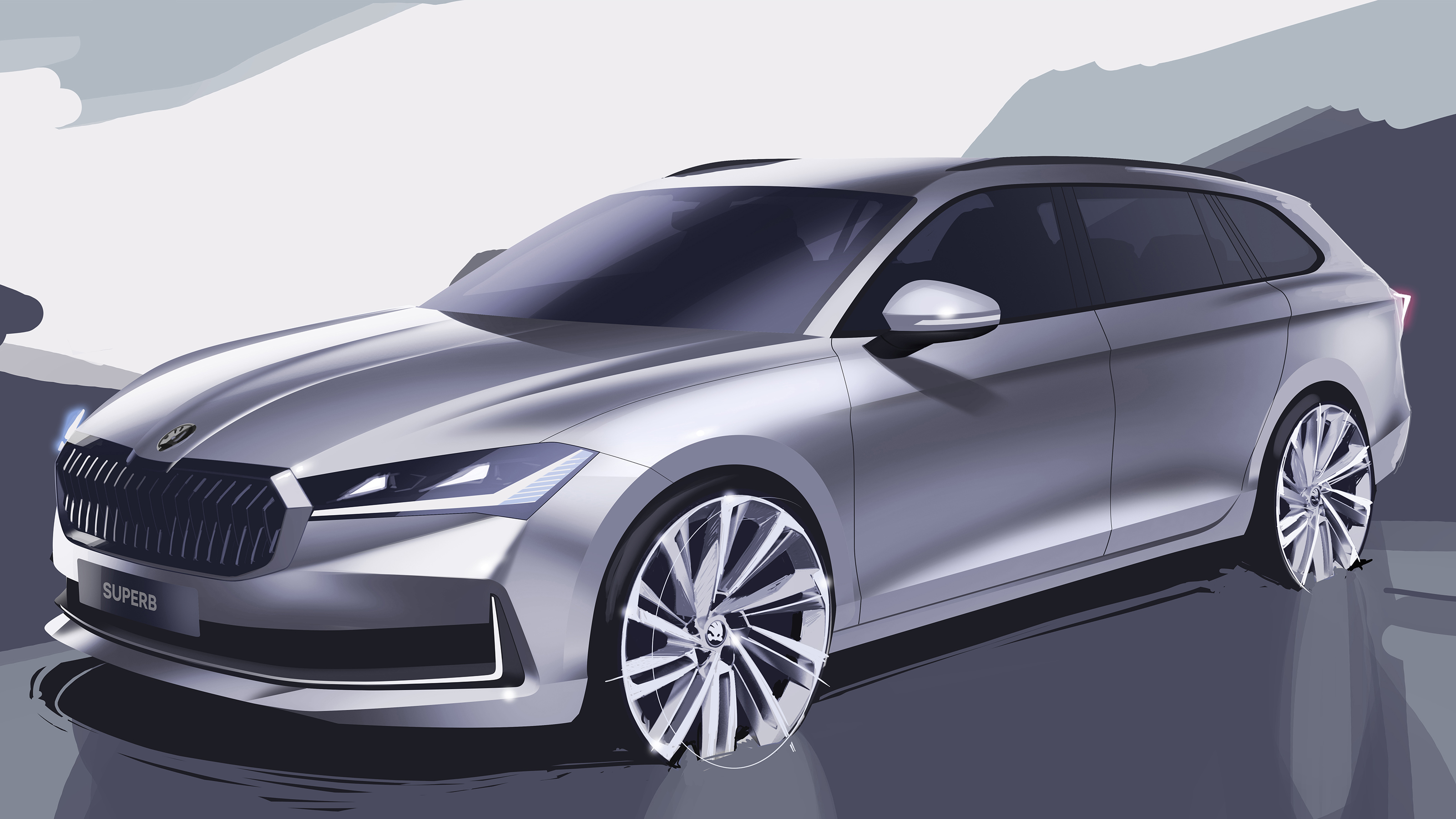 Skoda Superb estate sketches