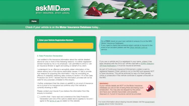 askMID insurance checker website homepage
