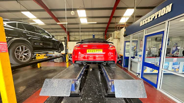 Audi TT Roadster Final Edition on workshop inspection ramp