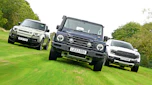 Land Rover Defender, Ineos Grenadier and Ford Ranger Raptor - front action