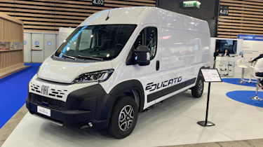 Fiat E-Ducato on show stand at Solutrans 2023