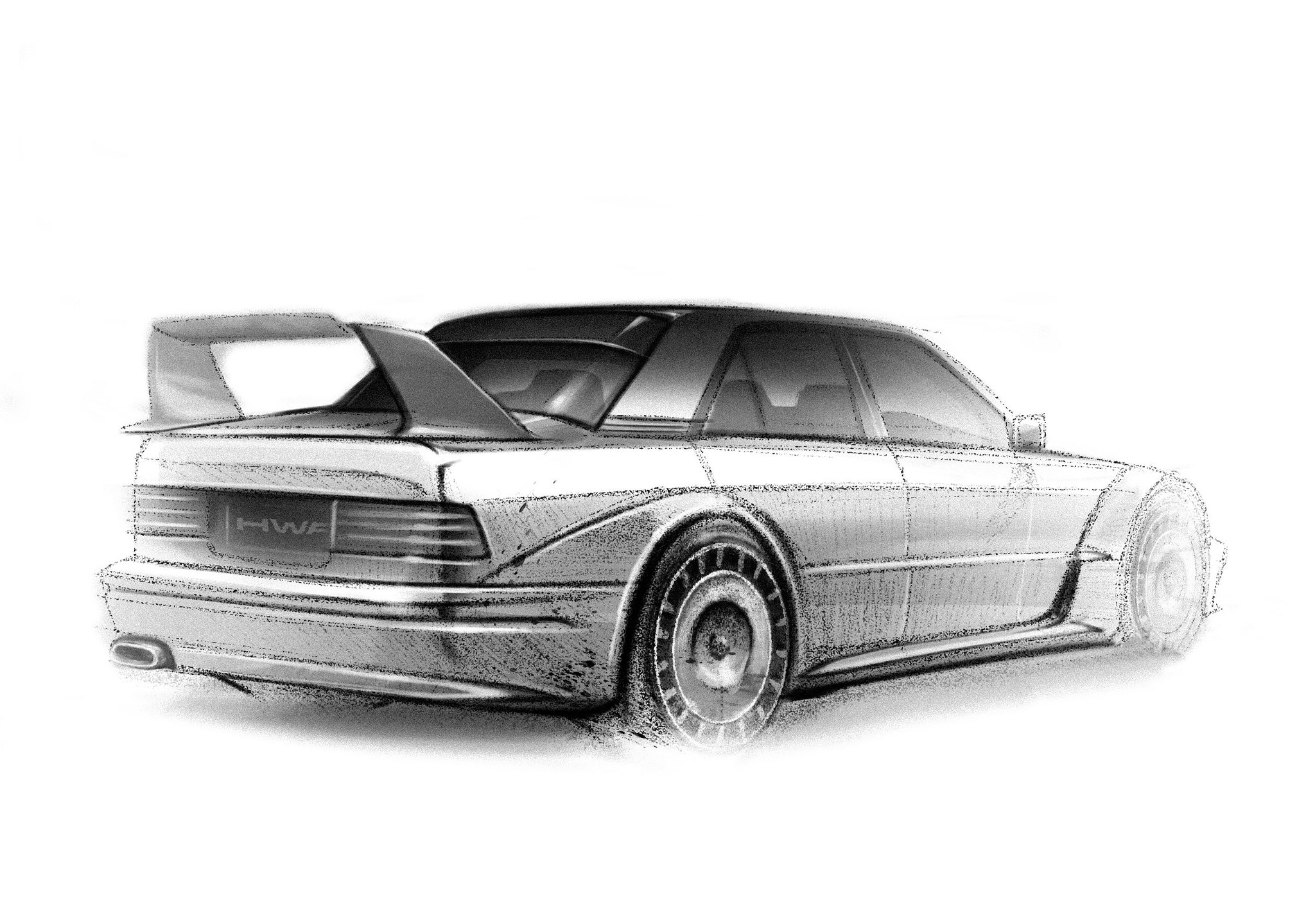 Mercedes 190E 2.5-16 Evo II design sketch - rear