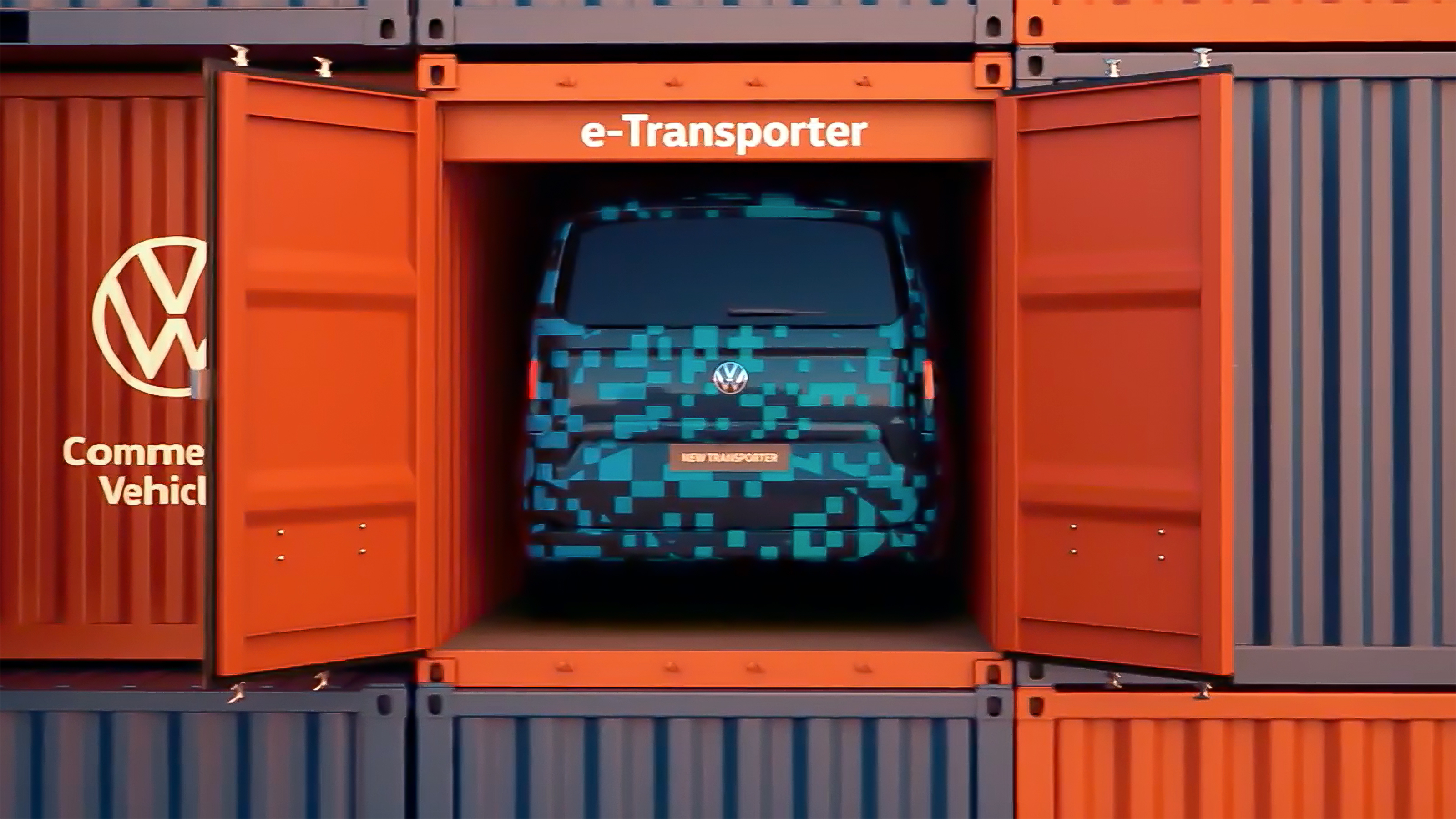 2024 Volkswagen Transporter parked in shipping container - rear
