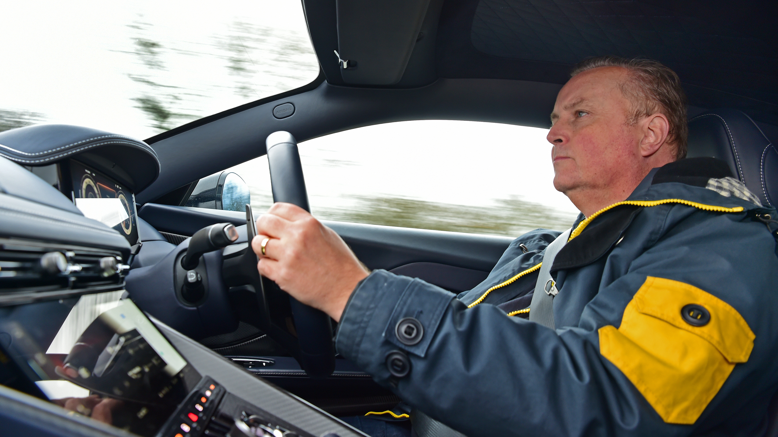 Auto Express editor-in-chief driving the Aston Martin DB12