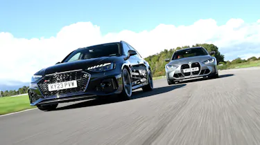 Audi RS 4 Avant vs BMW M3 Touring - front tracking