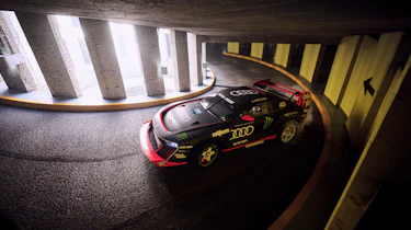 Audi S1 e-tron quattro Hoonitron - drifting up multi-storey car park ramp