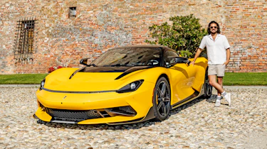 Auto Express senior staff writer Jordan Katsianis standing with the Pininfarina Battista