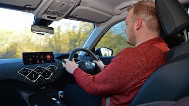 Auto Express news reporter Ellis Hyde driving the DS 3 Performance Line