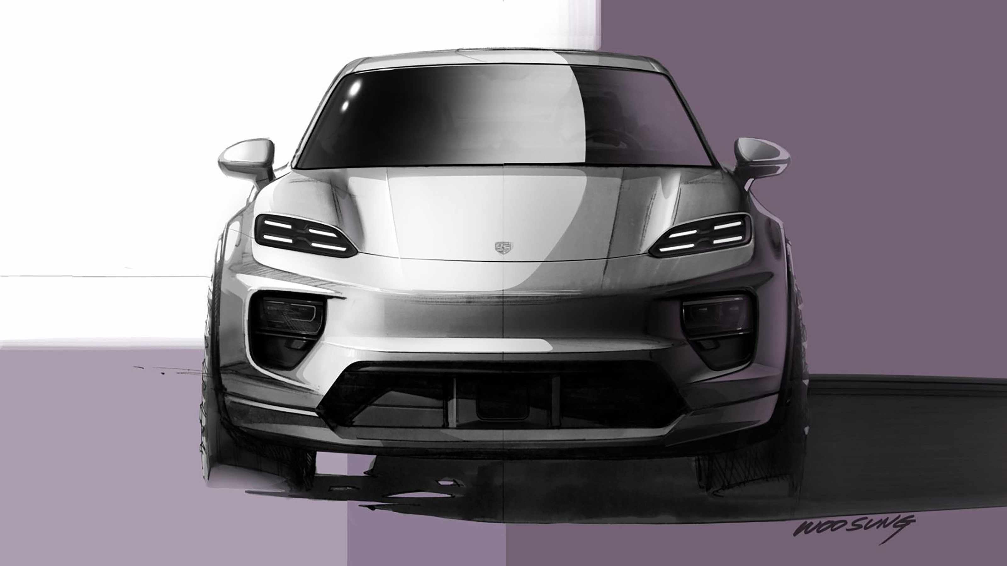 Porsche Macan EV 2024 teaser - front