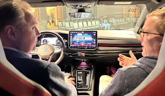 Steve Fowler in the Volkswagen Golf facelift at CES