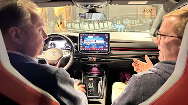 Steve Fowler in the Volkswagen Golf facelift at CES