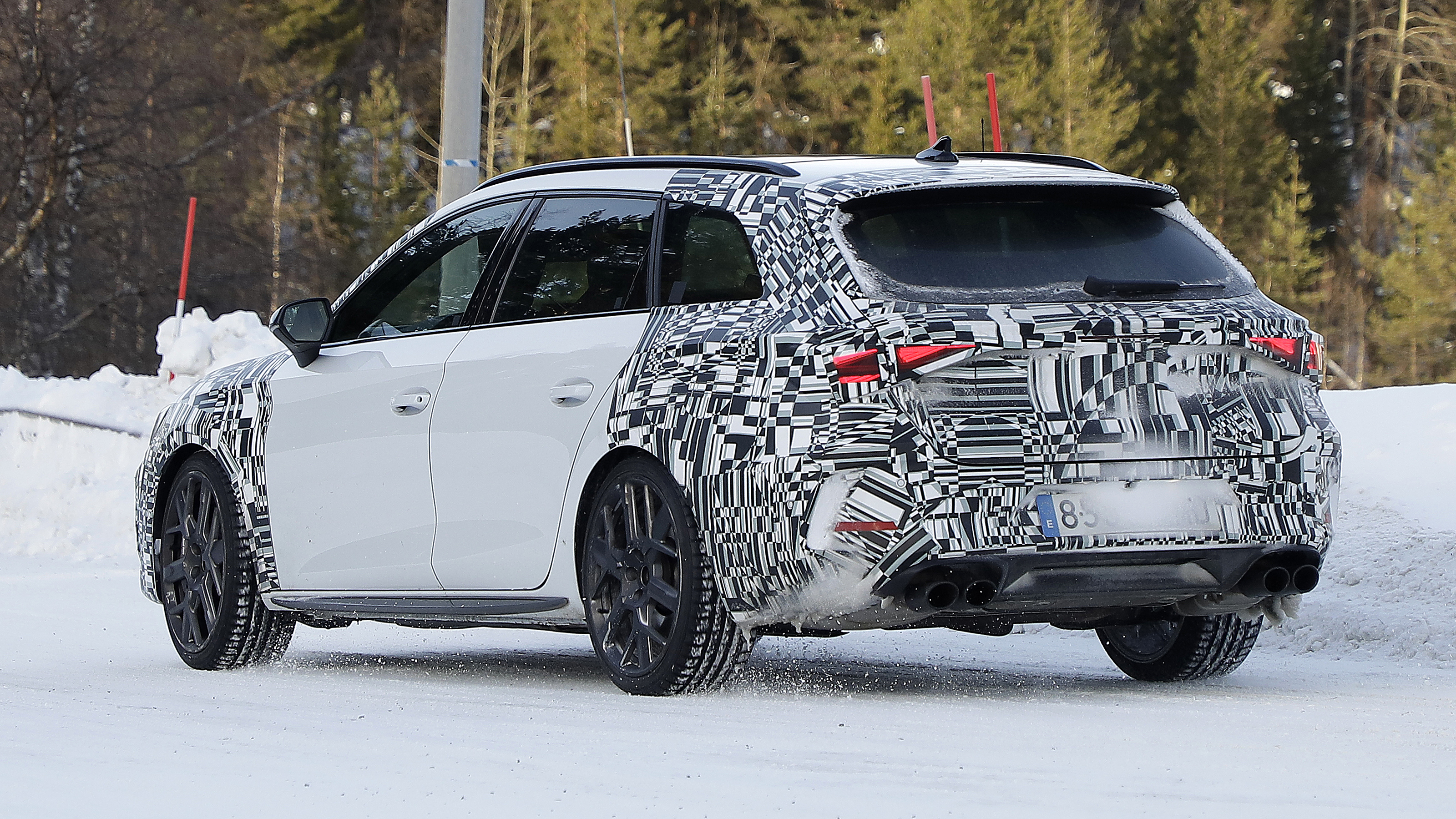 Cupra Leon estate (camouflaged) - rear cornering