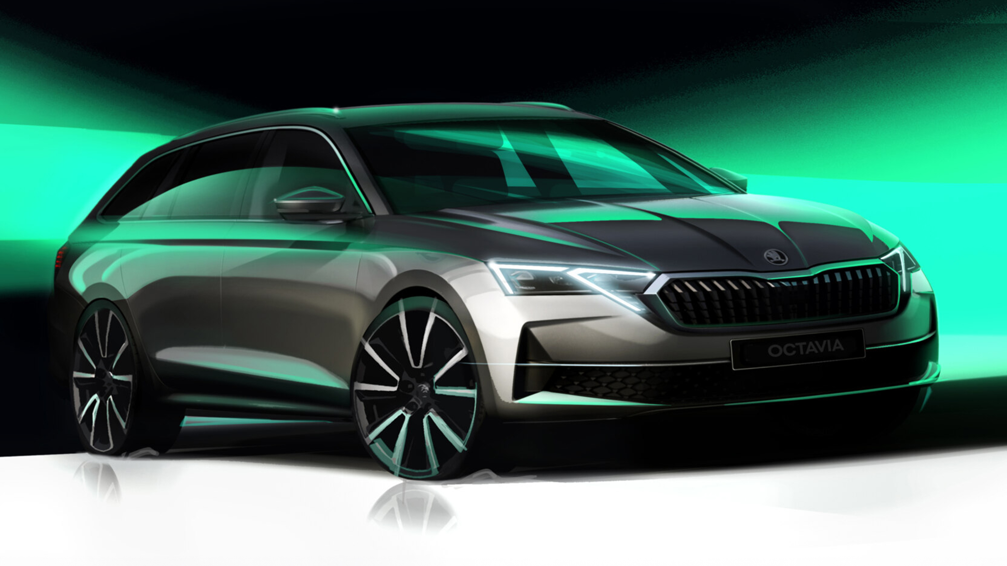 Skoda Octavia facelift sketch - front 