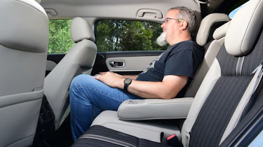 Auto Express senior road tester Dean Gibson sitting in the Honda HR-V's back seat